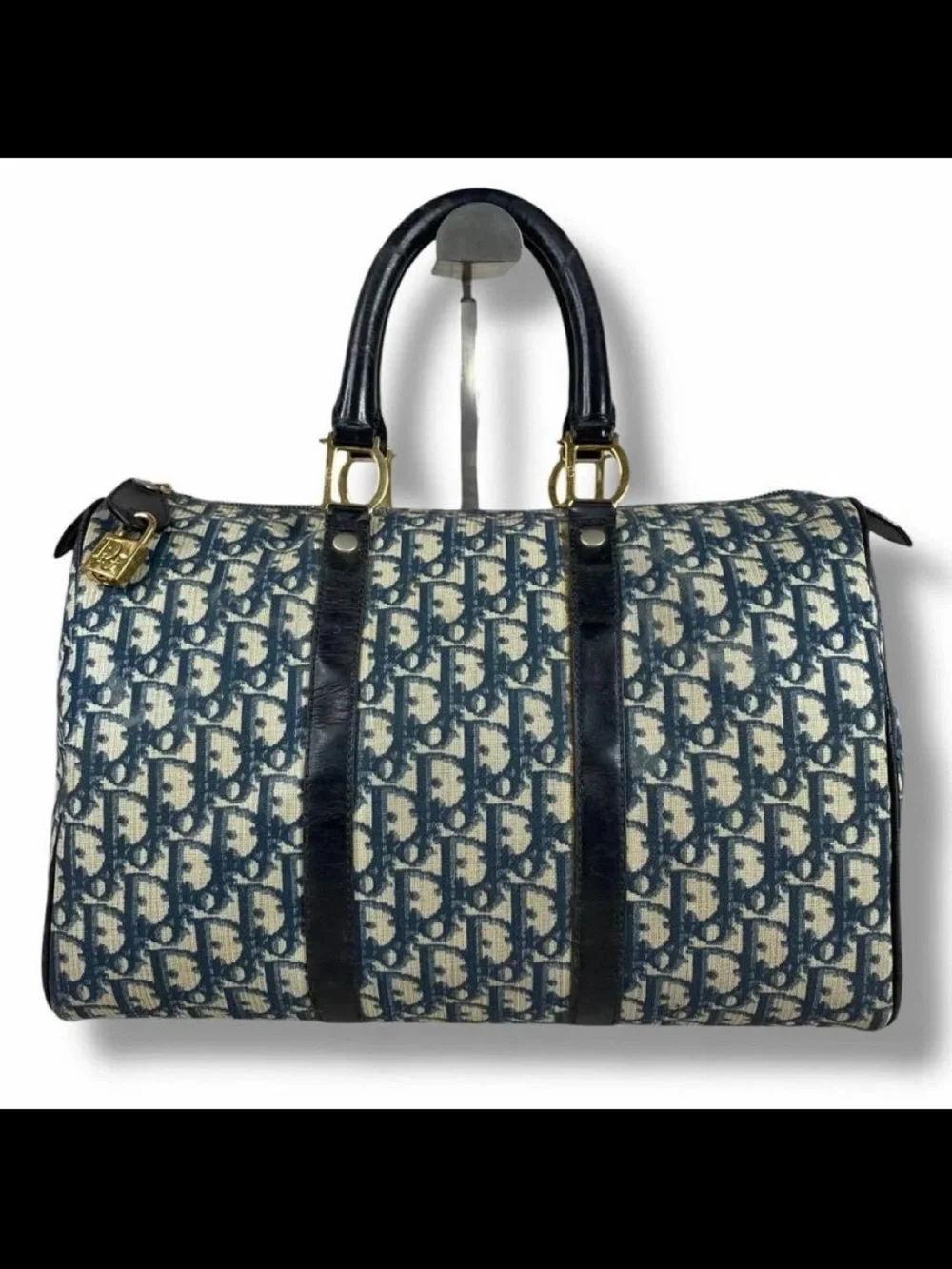 Dior Blue Oblique Canvas Boston Bag
